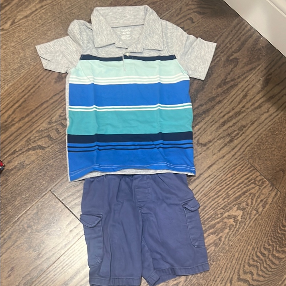 Carter's Gray and Blue Polo Shirt Casual Comfort